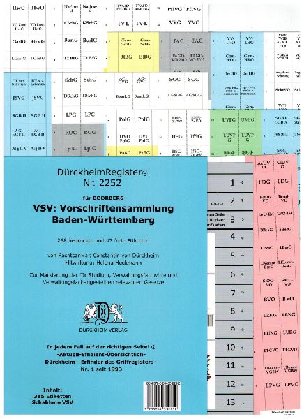 DürckheimRegister® VSV BADEN-WÜRTTEMBERG (2021), BOORBERG Verlag