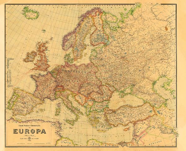 Historische Verkehrskarte von EUROPA 1942 [gerollt]