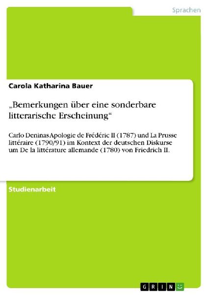 "Bemerkungen über eine sonderbare litterarische Erscheinung"