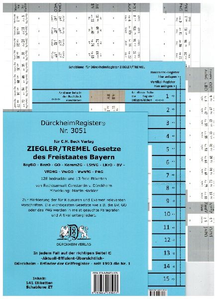 DürckheimRegister® ZIEGLER TREMEL Gesetze Freistaat Bayern 2023
