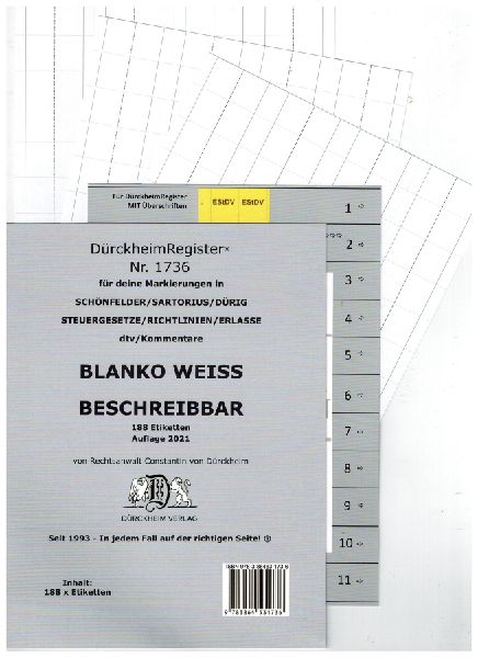 DürckheimRegister® BLANKO: WEISS-GROSS Beschreibbar