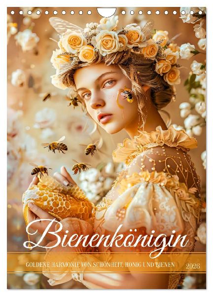 Bienenkönigin - Goldene Harmonie von Schönheit, Honig und Bienen (Wandkalender 2026 DIN A4 hoch), CALVENDO Monatskalender