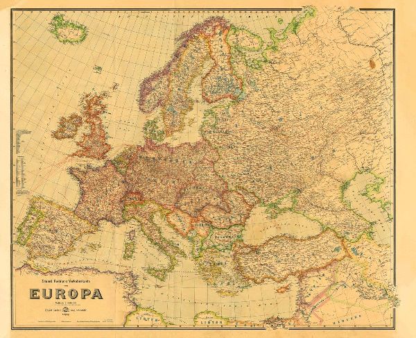 Historische Verkehrskarte von EUROPA 1942 [gerollt]