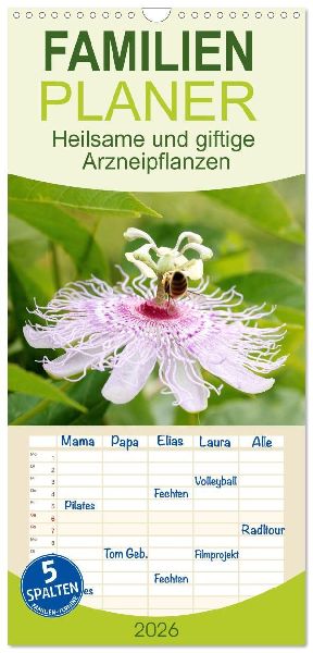 Familienplaner 2026 - Heilsame und giftige Arzneipflanzen mit 5 Spalten (Wandkalender, 21 x 45 cm) CALVENDO