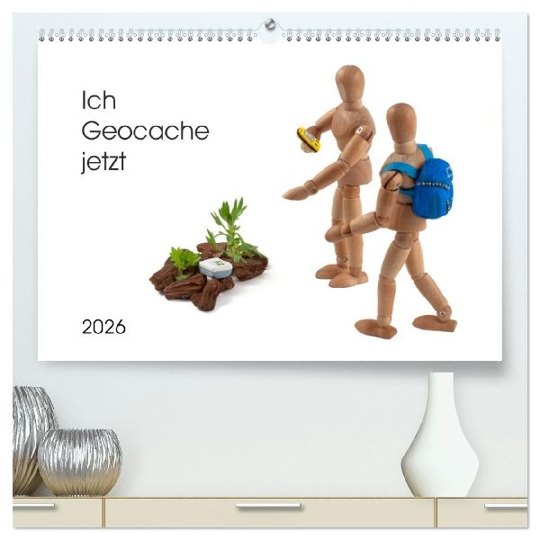 Ich Geocache jetzt (hochwertiger Premium Wandkalender 2026 DIN A2 quer), Kunstdruck in Hochglanz