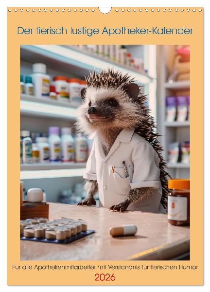 Der tierisch lustige Apotheker-Kalender (Wandkalender 2026 DIN A3 hoch), CALVENDO Monatskalender