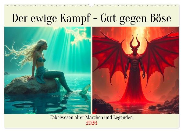 Der ewige Kampf - Gut gegen Böse (Wandkalender 2026 DIN A2 quer), CALVENDO Monatskalender