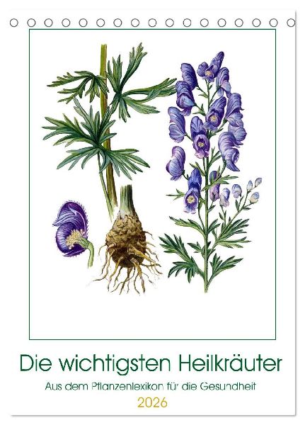 Die wichtigsten Heilkräuter (Tischkalender 2026 DIN A5 hoch), CALVENDO Monatskalender