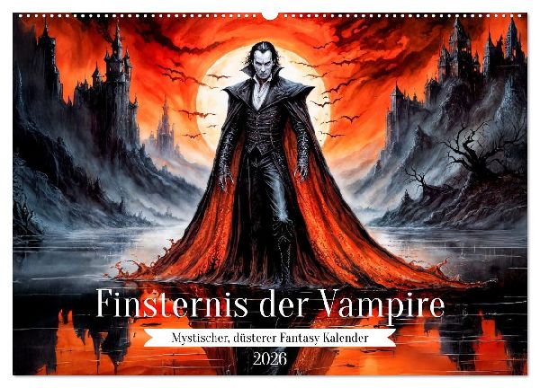 Finsternis der Vampire - Mystischer düsterer Fantasy Kalender (Wandkalender 2026 DIN A2 quer), CALVENDO Monatskalender