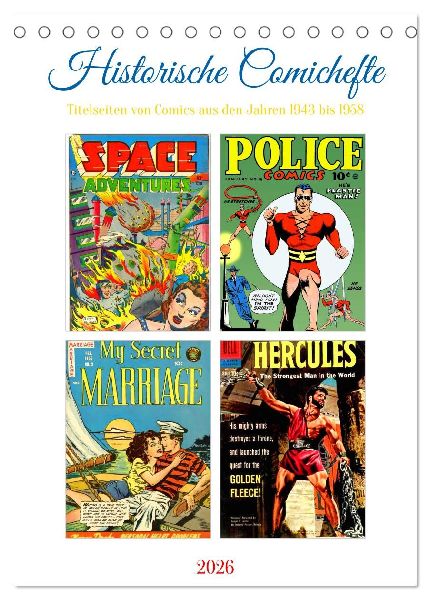 Historische Comichefte (Tischkalender 2026 DIN A5 hoch), CALVENDO Monatskalender