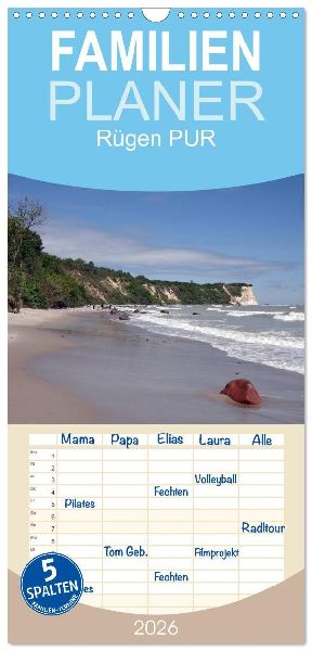 Familienplaner 2026 - Rügen PUR mit 5 Spalten (Wandkalender, 21 x 45 cm) CALVENDO