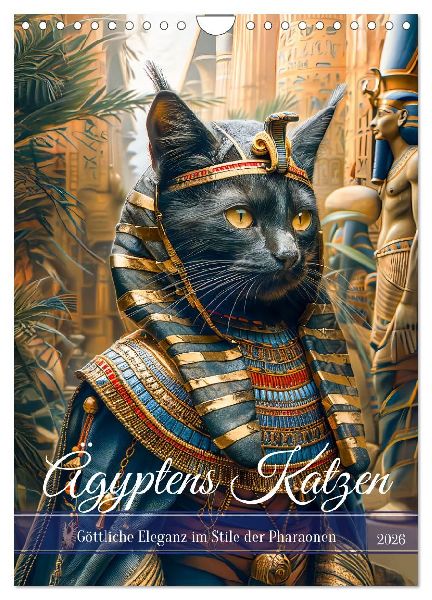 Ägyptens Katzen - Göttliche Eleganz im Stile der Pharaonen (Wandkalender 2026 DIN A4 hoch), CALVENDO Monatskalender