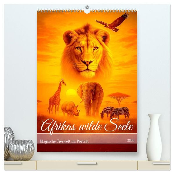 Afrikas wilde Seele - Magische Tierwelt im Porträt (hochwertiger Premium Wandkalender 2026 DIN A2 hoch), Kunstdruck in Hochglanz
