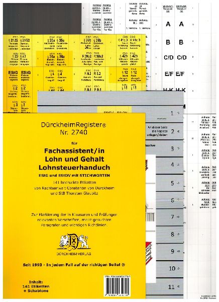DürckheimRegister® Nr. 2740 Fachassistent/in Lohn und Gehalt (2024) Lohnsteuerhandbuch