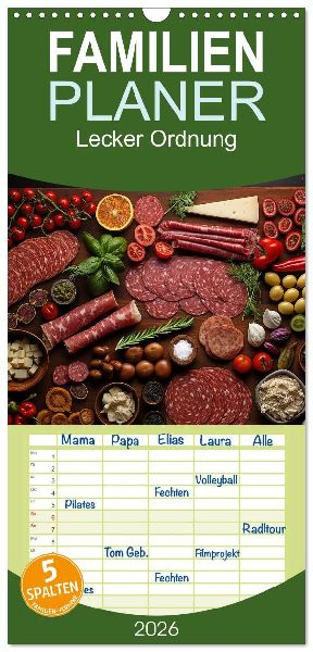 Familienplaner 2026 - Lecker Ordnung mit 5 Spalten (Wandkalender, 21 x 45 cm) CALVENDO