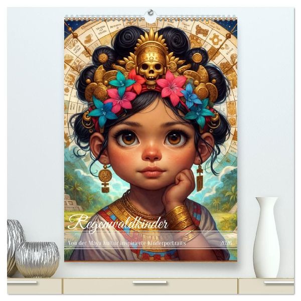 Regenwaldkinder - Ein vom Leben der Mayas inspierter Kinderkalender (hochwertiger Premium Wandkalender 2026 DIN A2 hoch), Kunstdruck in Hochglanz