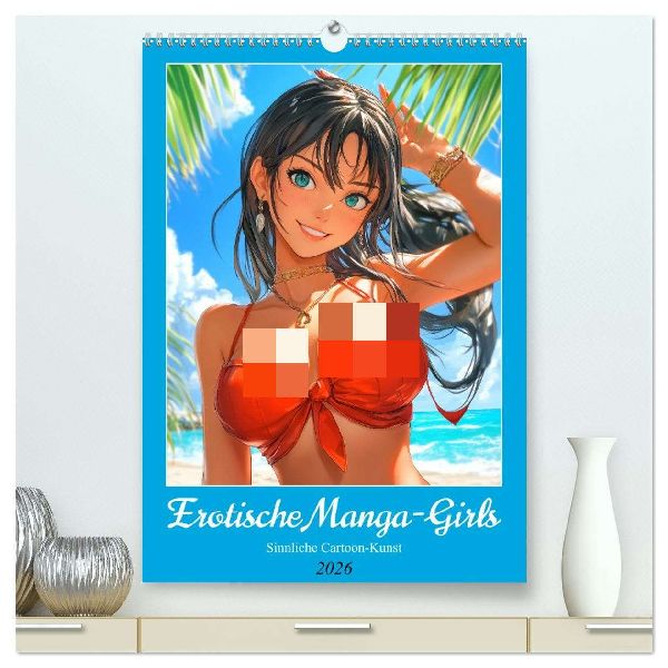 Erotische Manga-Girls. Sinnliche Cartoon-Kunst (hochwertiger Premium Wandkalender 2026 DIN A2 hoch), Kunstdruck in Hochglanz