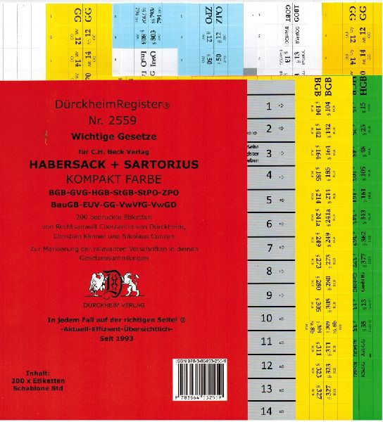 Griffregister Nr. 2559: HABERSACK- SARTORIUS - KOMPAKT 2021/2022