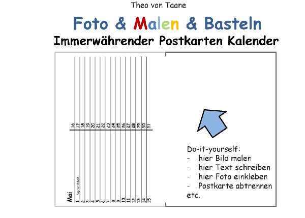 Foto & Malen & Basteln - Immerwährender Postkarten Kalender - weiß (kartonierte Ausgabe in Ringbindung)