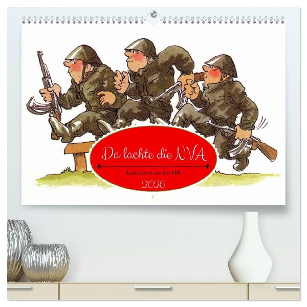 Da lachte die NVA - Karikaturen aus der DDR (hochwertiger Premium Wandkalender 2026 DIN A2 quer), Kunstdruck in Hochglanz