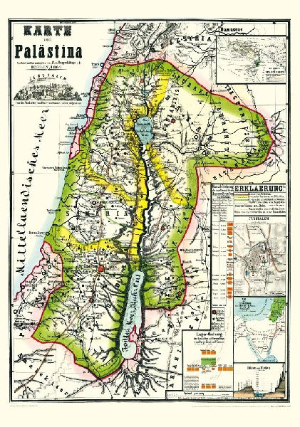 Historische Karte von PALÄSTINA  1869 (Plano)