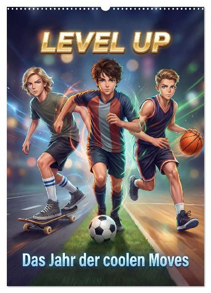 Level Up - Das Jahr der coolen Moves (Wandkalender 2027 DIN A2 hoch), CALVENDO Monatskalender