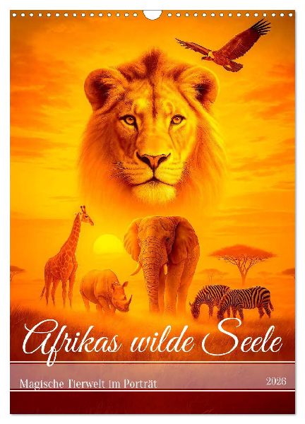 Afrikas wilde Seele - Magische Tierwelt im Porträt (Wandkalender 2026 DIN A3 hoch), CALVENDO Monatskalender