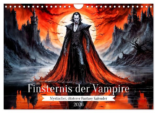 Finsternis der Vampire - Mystischer düsterer Fantasy Kalender (Wandkalender 2026 DIN A4 quer), CALVENDO Monatskalender