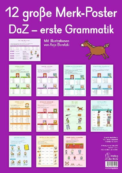 12 große Merk-Poster DaZ - erste Grammatik