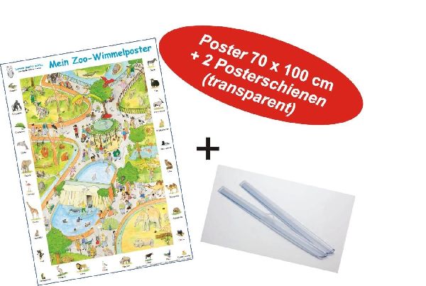 Mein Zoo-Wimmelposter + 2 Posterschienen