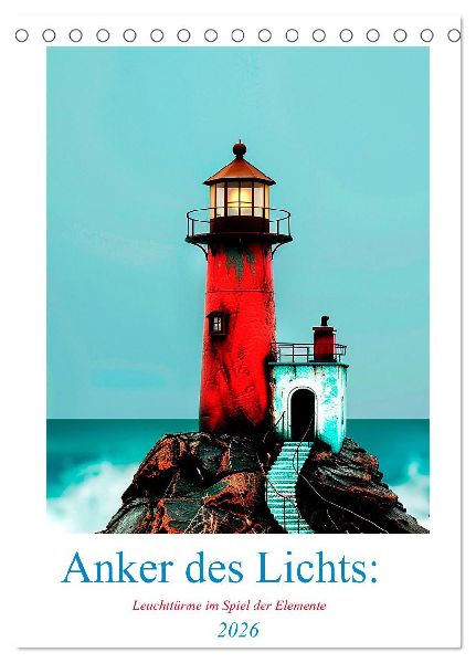 Anker des Lichts: Leuchttürme im Spiel der Elemente (Tischkalender 2026 DIN A5 hoch), CALVENDO Monatskalender