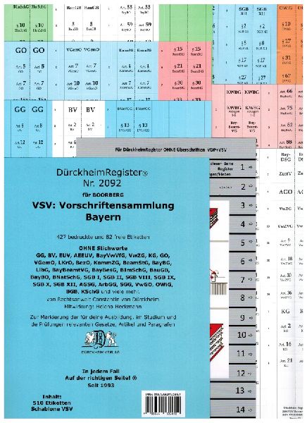 DürckheimRegister® VSV BAYERN (2021/2022) Vorschriftensammlung für die Verwaltung in Bayern, BOORBERG VERLAG