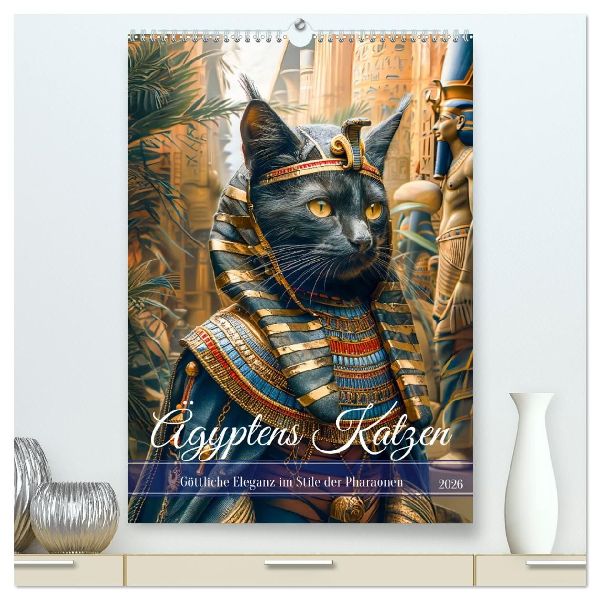 Ägyptens Katzen - Göttliche Eleganz im Stile der Pharaonen (hochwertiger Premium Wandkalender 2026 DIN A2 hoch), Kunstdruck in Hochglanz