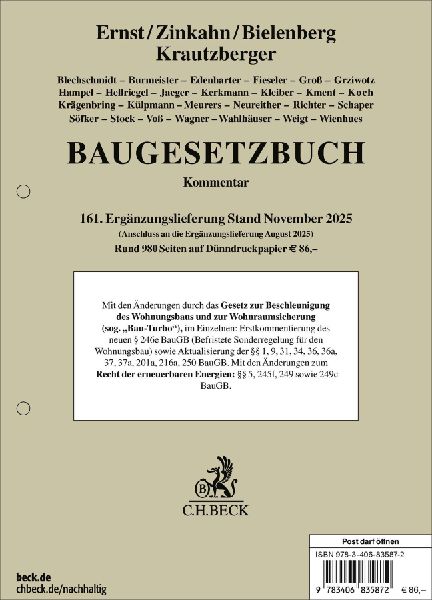 Baugesetzbuch  161. Ergänzungslieferung