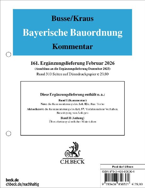 Bayerische Bauordnung  161. Ergänzungslieferung