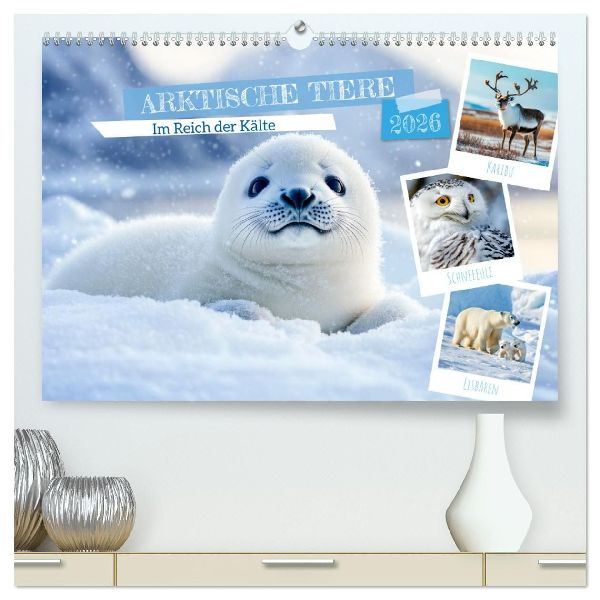 ARKTISCHE TIERE Im Reich der Kälte (hochwertiger Premium Wandkalender 2026 DIN A2 quer), Kunstdruck in Hochglanz