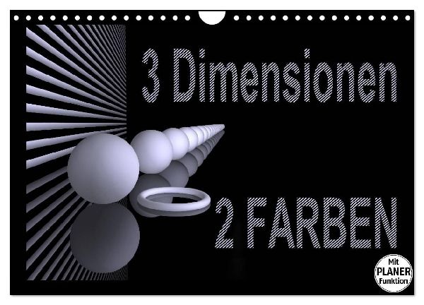 3 Dimensionen - 2 Farben (Wandkalender 2026 DIN A4 quer), CALVENDO Monatskalender