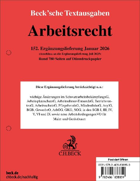 Arbeitsrecht 152. Ergänzungslieferung