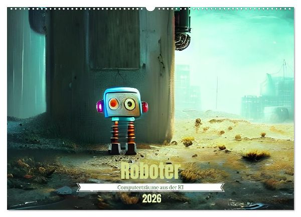 Roboter - Computerträume aus der KI (Wandkalender 2026 DIN A2 quer), CALVENDO Monatskalender