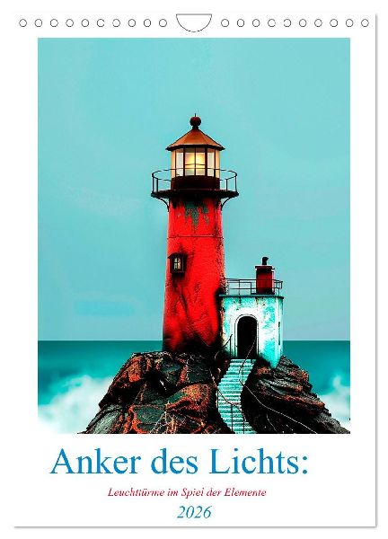 Anker des Lichts: Leuchttürme im Spiel der Elemente (Wandkalender 2026 DIN A4 hoch), CALVENDO Monatskalender