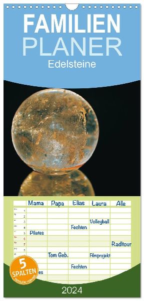Familienplaner 2026 - Edelsteine - Ansichten von Ulrike SSK mit 5 Spalten (Wandkalender, 21 x 45 cm) CALVENDO