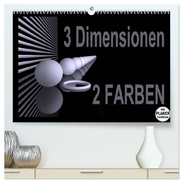 3 Dimensionen - 2 Farben (hochwertiger Premium Wandkalender 2026 DIN A2 quer), Kunstdruck in Hochglanz