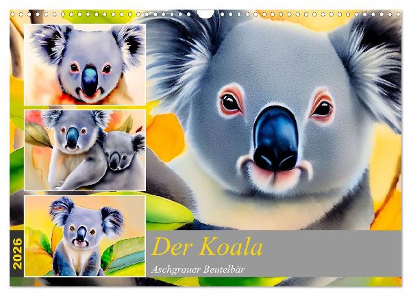Der Koala 2026. Aschgrauer Beutelbär (Wandkalender 2026 DIN A3 quer), CALVENDO Monatskalender
