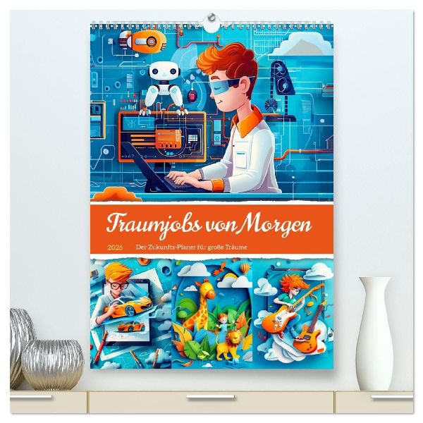 Traumjobs von Morgen - Der Zukunfts-Planer für große Träume (hochwertiger Premium Wandkalender 2026 DIN A2 hoch), Kunstdruck in Hochglanz