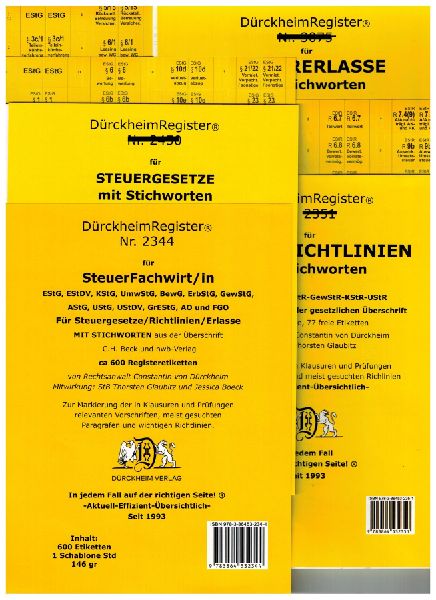 DürckheimRegister® STEUERFACHWIRT/IN 2023 Steuegesetze- Richtlinien + Erlasse mit Stichworten