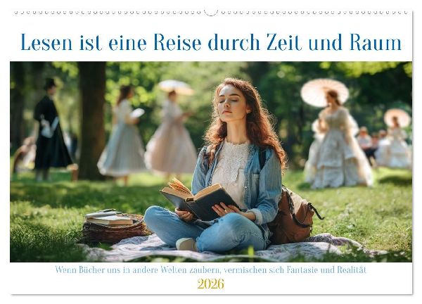 Lesen ist eine Reise durch Zeit und Raum (Wandkalender 2026 DIN A2 quer), CALVENDO Monatskalender