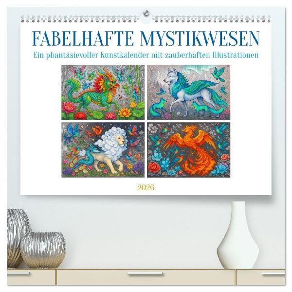 Fabelhafte Mystikwesen (hochwertiger Premium Wandkalender 2026 DIN A2 quer), Kunstdruck in Hochglanz