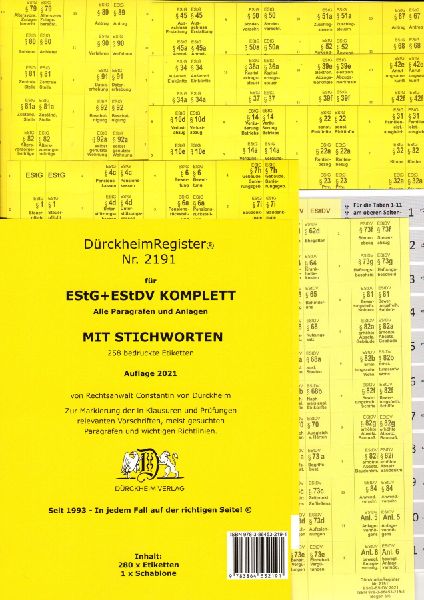 DürckheimRegister® EStG+EStDV KOMPLETT alle §§ MIT STICHWORTEN