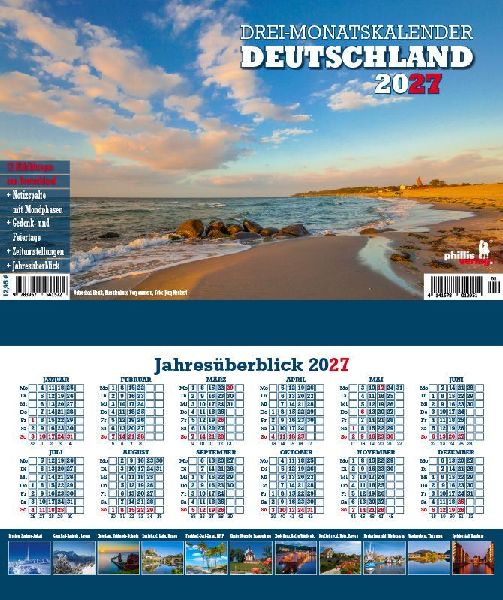 3-Monatskalender Deutschland 2027