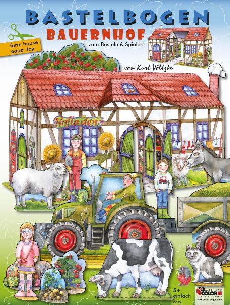 Bauernhof basteln aus Papier Bastelbogen Ausschneidebogen